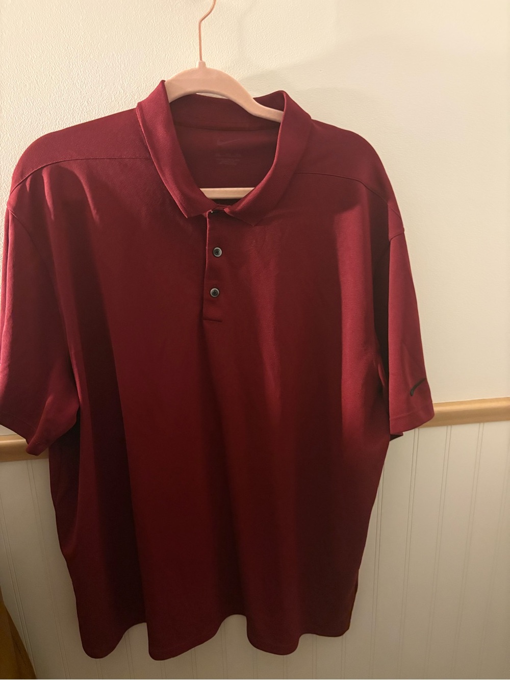 Nike Golf Dri-FIT Mens XXL Red Burgundy Polo Shirt Short Sleeve Swoosh